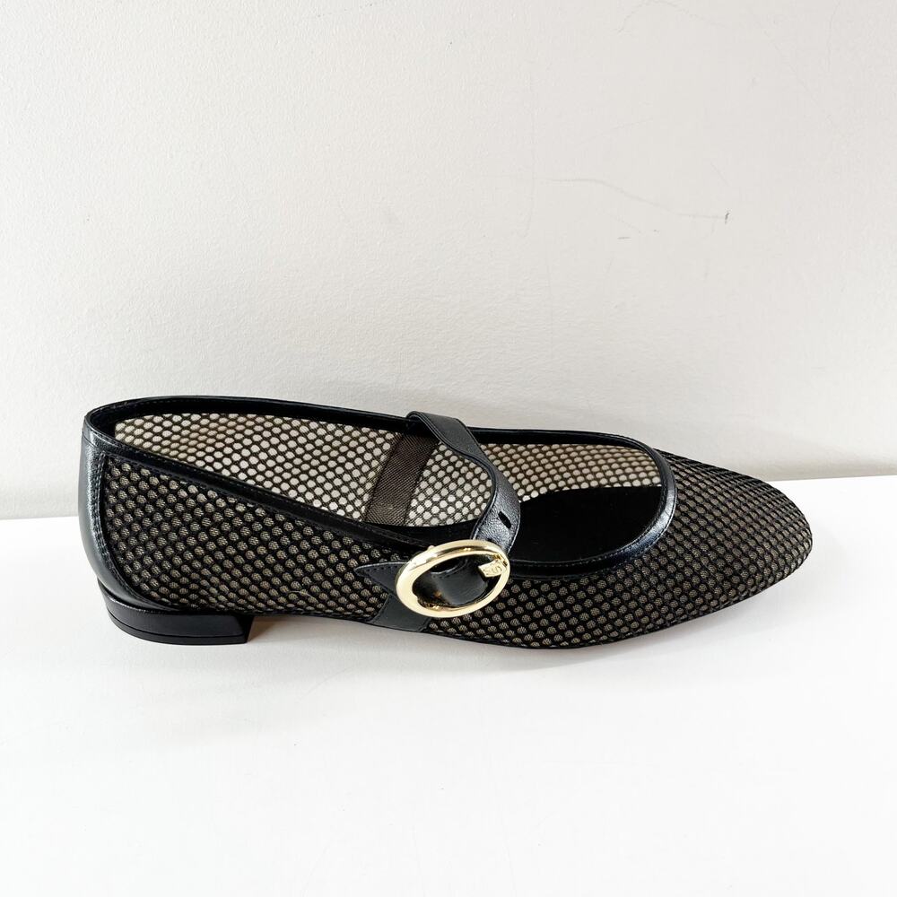 Stuart Weitzman Arabella Mesh Mary Jane Ballet Flats Black 9.5 - Picture 4 of 10